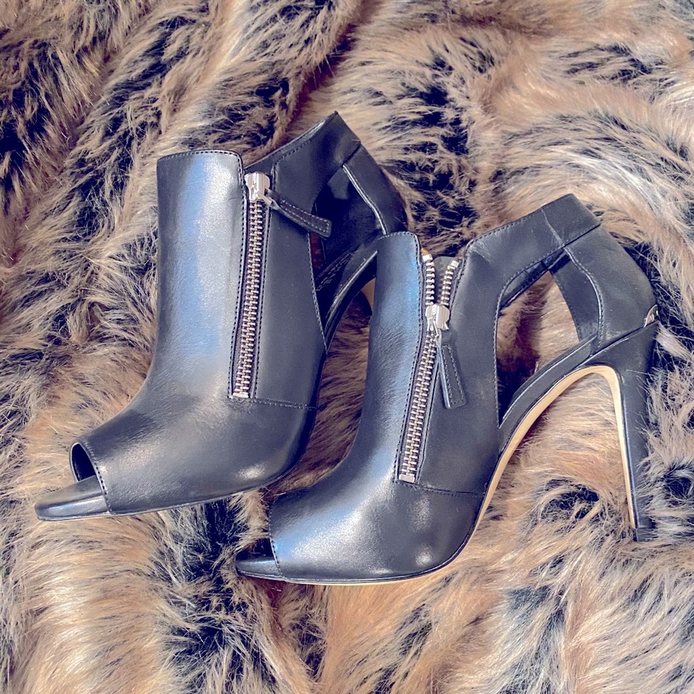 Michael Kors double zip open toe heels